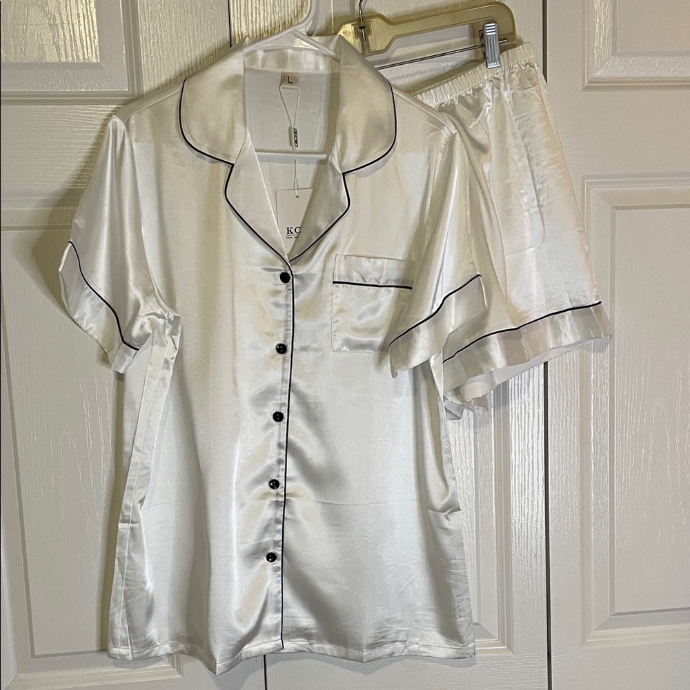 KCW Two-piece Pajama Set, Women’s Large, White